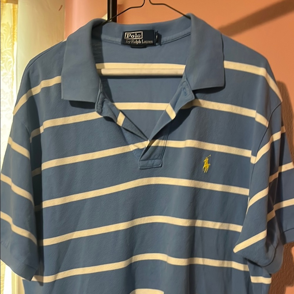 Polo by Ralph Lauren Blue and White Classic Polo Shirt